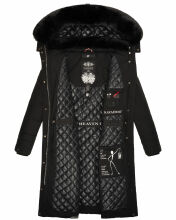Navahoo Fahmiyaa Damen lange Winterjacke mit Kapuze Schwarz L - Gr. 40