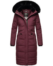 Navahoo Fahmiyaa Damen lange Winterjacke mit Kapuze Weinrot M - Gr. 38