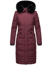 Navahoo Fahmiyaa Damen lange Winterjacke mit Kapuze Weinrot L - Gr. 40
