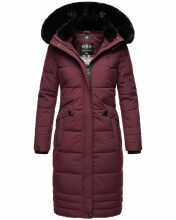 Navahoo Fahmiyaa Damen lange Winterjacke mit Kapuze Weinrot XL - Gr. 42