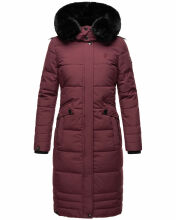 Navahoo Fahmiyaa Damen lange Winterjacke mit Kapuze Weinrot XL - Gr. 42