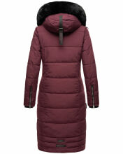 Navahoo Fahmiyaa Damen lange Winterjacke mit Kapuze Weinrot XL - Gr. 42