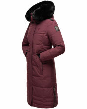 Navahoo Fahmiyaa Damen lange Winterjacke mit Kapuze Weinrot XXL - Gr. 44