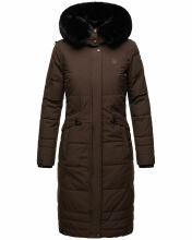 Navahoo Fahmiyaa Damen lange Winterjacke mit Kapuze Schoko M - Gr. 38