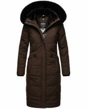 Navahoo Fahmiyaa Damen lange Winterjacke mit Kapuze Schoko XL - Gr. 42
