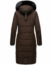 Navahoo Fahmiyaa Damen lange Winterjacke mit Kapuze Schoko XL - Gr. 42