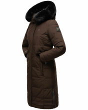 Navahoo Fahmiyaa Damen lange Winterjacke mit Kapuze Schoko XXL - Gr. 44