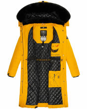 Navahoo Fahmiyaa Damen lange Winterjacke mit Kapuze Gelb S - Gr. 36