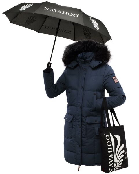 Navahoo Cosimaa ladies parka winter jacket with umbrella and carry bag Navy-Gr.XL