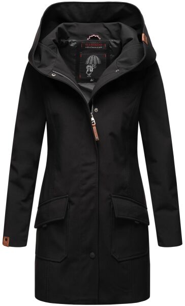 Marikoo Mayleen Damen Softshell Regenjacke mit Kapuze Schwarz-Gr.S