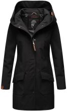 Marikoo Mayleen Damen Softshell Regenjacke mit Kapuze Schwarz-Gr.M