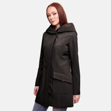 Marikoo Mayleen Damen Softshell Regenjacke mit Kapuze Schwarz-Gr.L