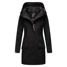 Marikoo Mayleen Damen Softshell Regenjacke mit Kapuze Schwarz-Gr.L