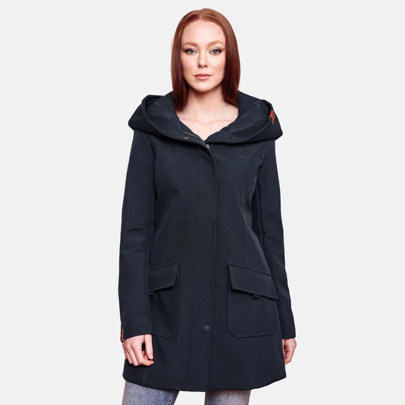 Marikoo Mayleen Damen Softshell Regenjacke mit Kapuze Navy-Gr.XXL