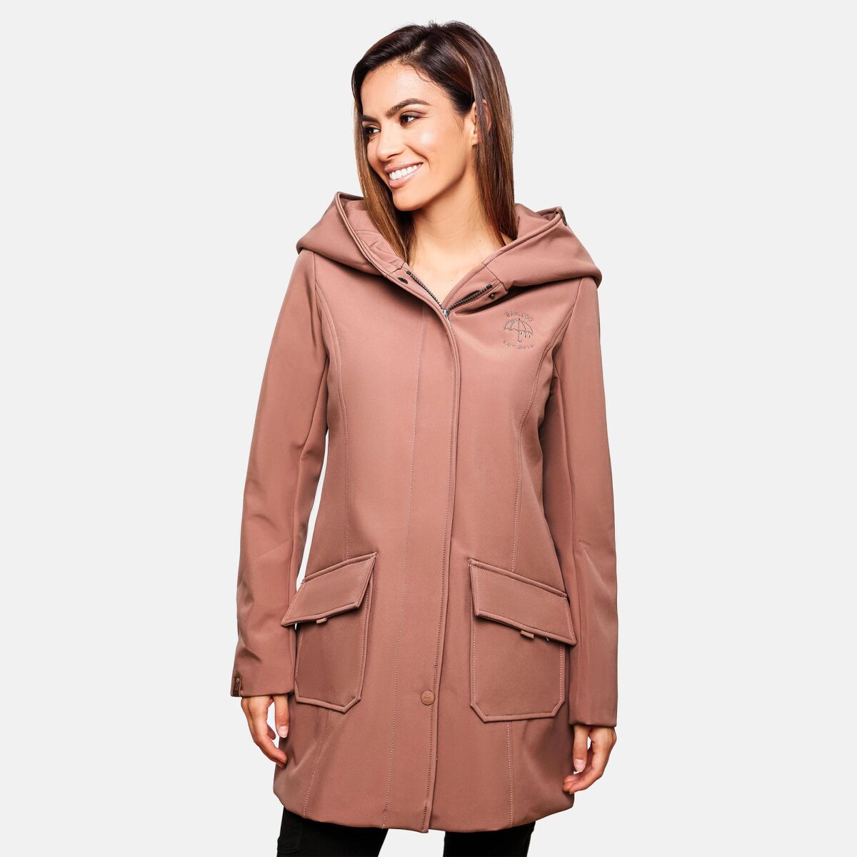 Marikoo Mayleen Damen Softshell Regenjacke mit Kapuze Terracotta-Gr.S
