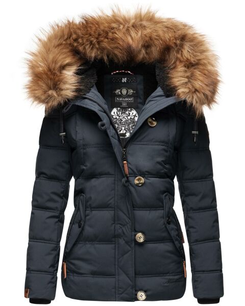 Navahoo Zoja ladies quilted jacket with teddy fur - Navy-Gr.S