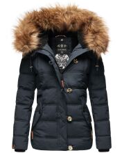 Navahoo Zoja Damen gespteppte Winterjacke gefüttert mit Teddyfell Navy Größe S - Gr. 36