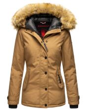 Navahoo Laura warme Damen Winterjacke mit Kapuze Camel-Gr.M