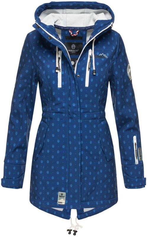 Marikoo Zimtzicke Damen lange Softshell Jacke B614 Blau Muster Gr&ouml;&szlig;e XS - Gr. 34