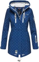 Marikoo Zimtzicke Damen lange Softshell Jacke B614 Blau Muster Gr&ouml;&szlig;e XS - Gr. 34