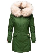 Navahoo Cristal Damen Winterjacke Parka mit Kunstfell Gruen Gr.XS