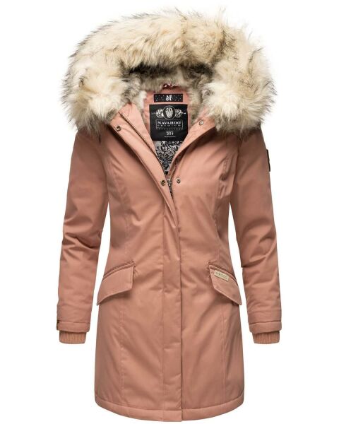 Navahoo Cristal Damen Winterjacke Parka mit Kunstfell Terracotta