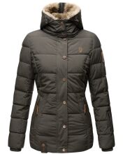 Marikoo Nekoo warm gefütterte Damen Winterjacke mit Kunstfell Anthrazit Größe XS - Gr. 34