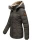 Marikoo Nekoo warm gefütterte Damen Winterjacke mit Kunstfell Anthrazit Größe XS - Gr. 34