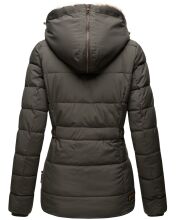 Marikoo Nekoo warm gefütterte Damen Winterjacke mit Kunstfell Anthrazit Größe S - Gr. 36