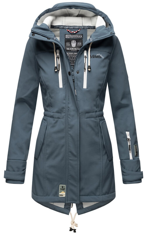 Marikoo Zimtzicke Damen lange Softshell Jacke Dusty Blue Gr&ouml;&szlig;e XS - Gr. 34
