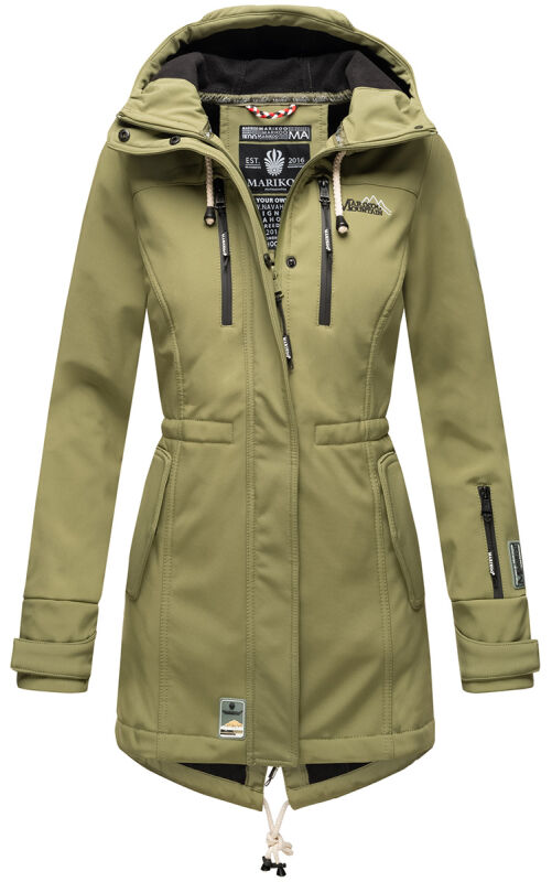 Marikoo Zimtzicke Damen lange Softshell Jacke Olive Gr&ouml;&szlig;e XXL - Gr. 44