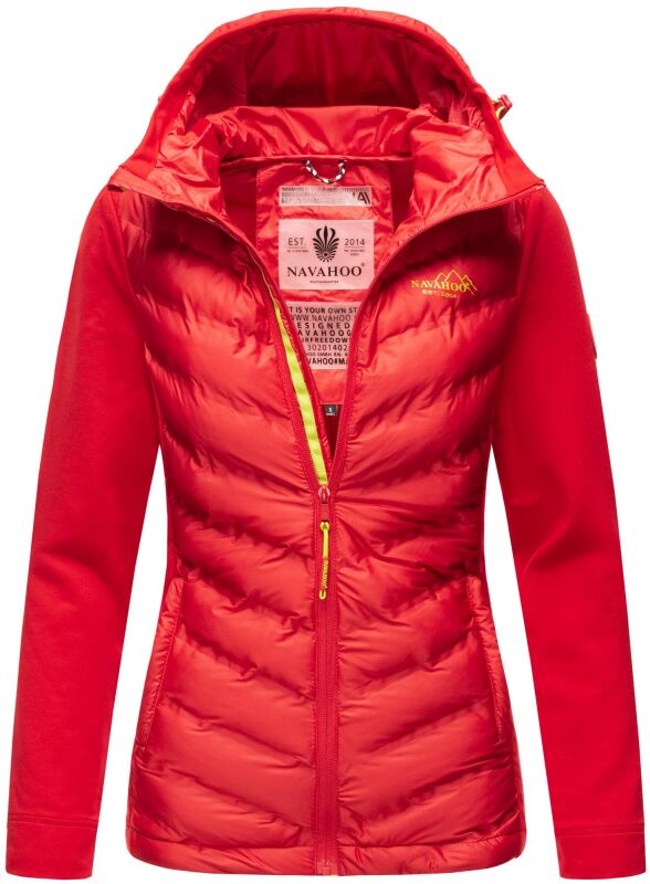 Navahoo Nimm mich mit Damen Fleece Hybrid Jacke Trekking Wanderjacke Rot