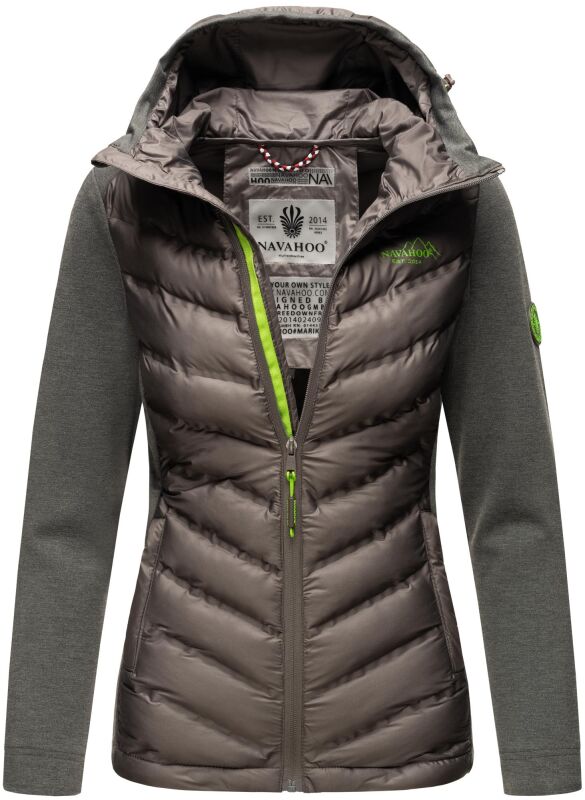Navahoo Nimm mich mit Damen Fleece Hybrid Jacke Trekking Wanderjacke Dunkelgrau-Gr.S