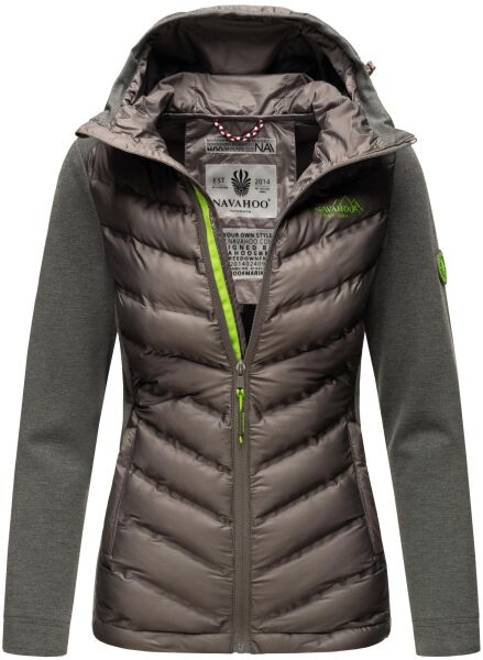 Navahoo Nimm mich mit Damen Fleece Hybrid Jacke Trekking Wanderjacke Dunkelgrau-Gr.M