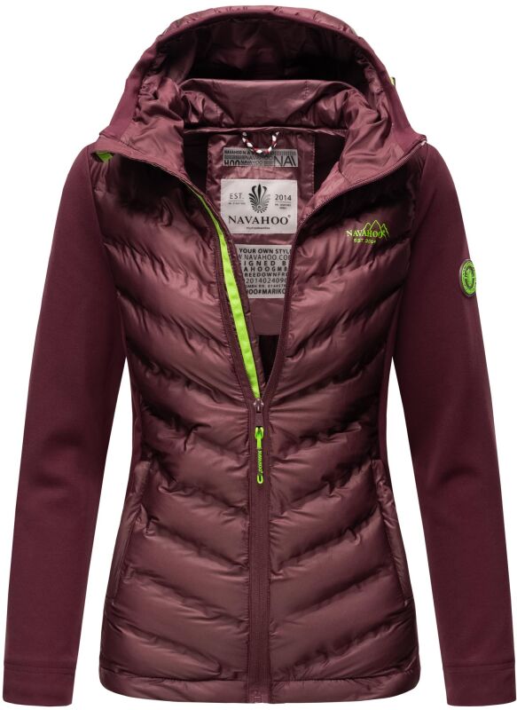 Navahoo Nimm mich mit Damen Fleece Hybrid Jacke Trekking Wanderjacke Aubergine-Gr.M