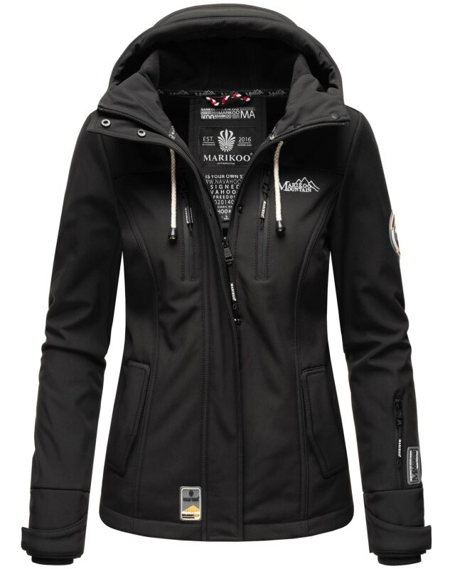 Marikoo Kleine Zicke Damen Softshell Frühling Übergangs Jacke Schwarz