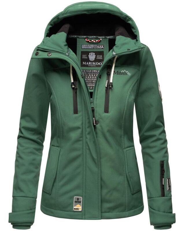 Marikoo Kleinezicke Damen Softshell Jacke Dus.Gr&uuml;n-Gr.XL
