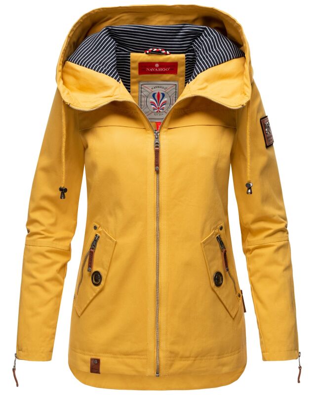 Navahoo Wekoo Damen &Uuml;bergangsjacke mit Kapuze Senfgelb Gr&ouml;&szlig;e L - Gr. 40