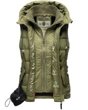 Marikoo Taisaa Damen Stepp Weste &Uuml;bergangsjacke - Olive-Gr.XXL