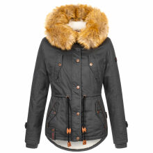 Navahoo Pearl Damen Winterjacke mit Kunstfell Anthrazit Größe M - Gr. 38