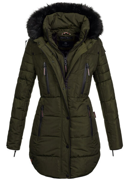 Marikoo Moonshine warme Damen Parka Winterjacke gesteppt Olive Größe S - Gr. 36