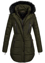 Marikoo Moonshine warme Damen Parka Winterjacke gesteppt Olive Gr&ouml;&szlig;e XXL - Gr. 44