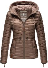 Marikoo Aniyaa Damen Steppjacke mit Kapuze Taupe-Gr.S