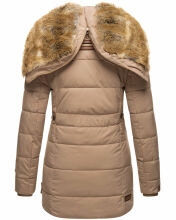 Marikoo warme Damen Steppmantel Winterjacke mit Kapuze Taupe Gr&ouml;&szlig;e XS - Gr. 34