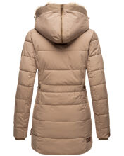 Marikoo warme Damen Steppmantel Winterjacke mit Kapuze Taupe Gr&ouml;&szlig;e S - Gr. 36