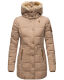 Marikoo warme Damen Steppmantel Winterjacke mit Kapuze Taupe Größe M - Gr. 38