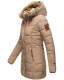 Marikoo warme Damen Steppmantel Winterjacke mit Kapuze Taupe Größe M - Gr. 38
