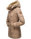 Marikoo warme Damen Steppmantel Winterjacke mit Kapuze Taupe Größe M - Gr. 38