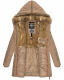 Marikoo warme Damen Steppmantel Winterjacke mit Kapuze Taupe Größe M - Gr. 38