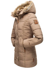 Marikoo warme Damen Steppmantel Winterjacke mit Kapuze Taupe Gr&ouml;&szlig;e L - Gr. 40